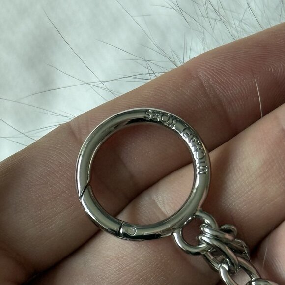 Michael Kors Fur Pom Keychain Bag Charm GRAY FUZZY FOB Silver Hardware Bunny - Picture 5 of 6